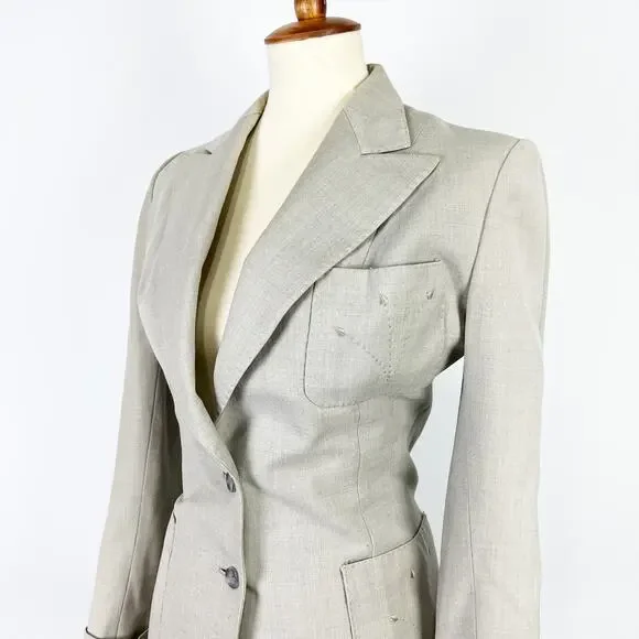 Vintage 50s embroidered beige blazer Tailored by Buddy Bates Size XS - Picture 1 of 11